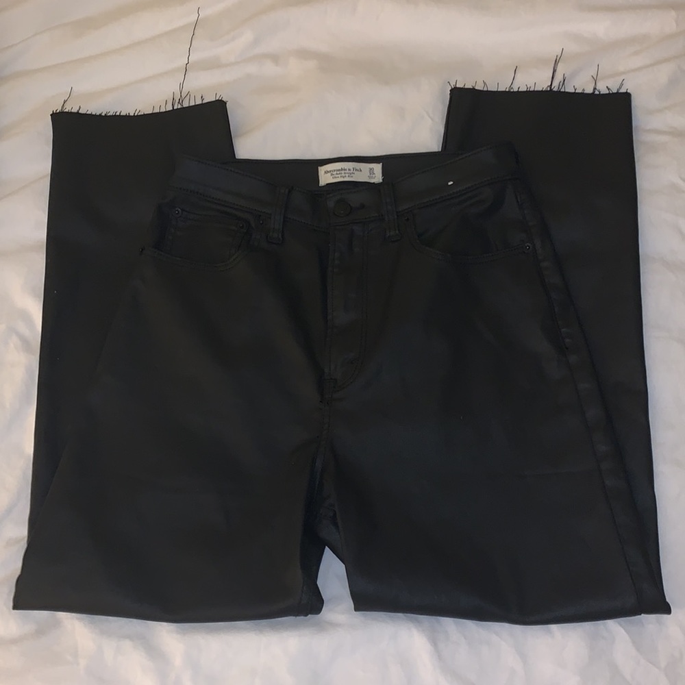 Abercrombie & Fitch Black Leather Pants High Rise Stretch